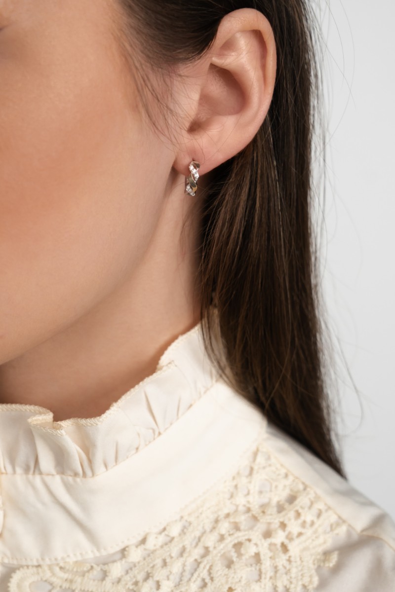 STERLING SILVER CIRCLE EARRINGS WITH GOLD AND ZIRCONIA 1339.50 image 2