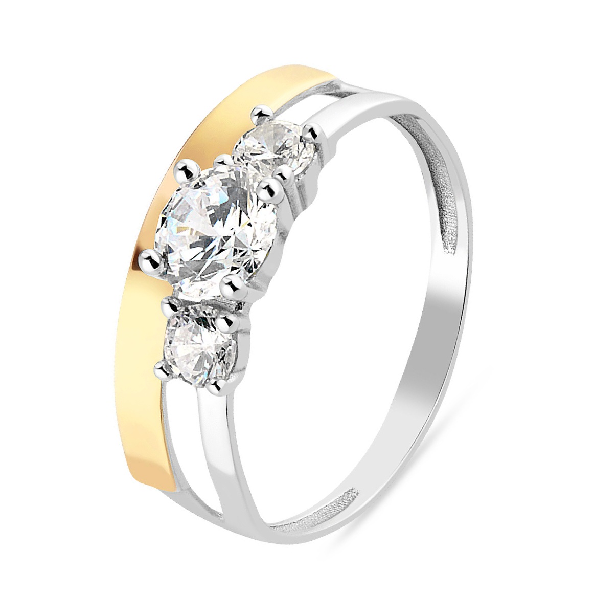 SILVER RING WITH GOLD AND ZIRCONS 1531 image 1