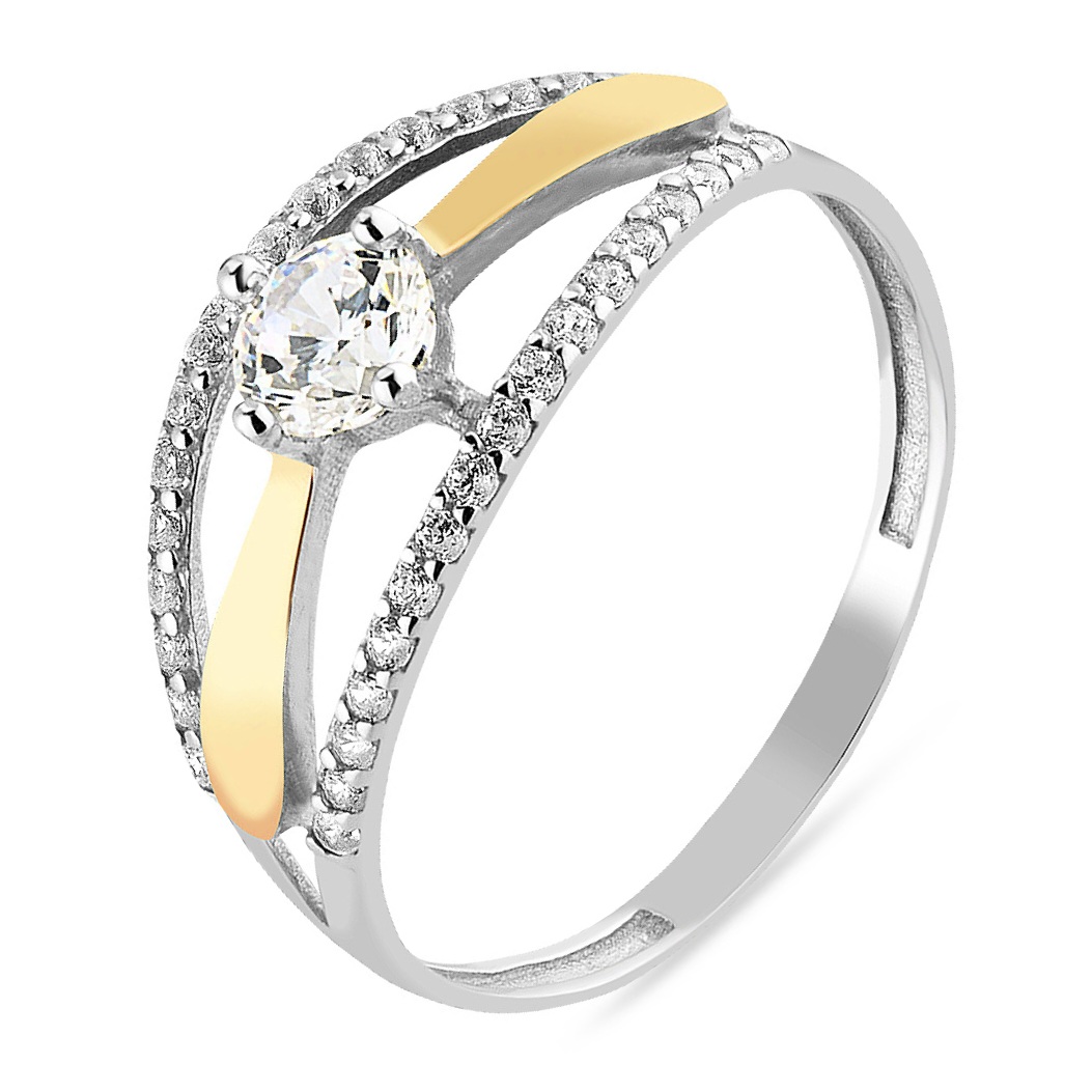 SILVER RING WITH GOLD AND ZIRCONS 1543 image 1
