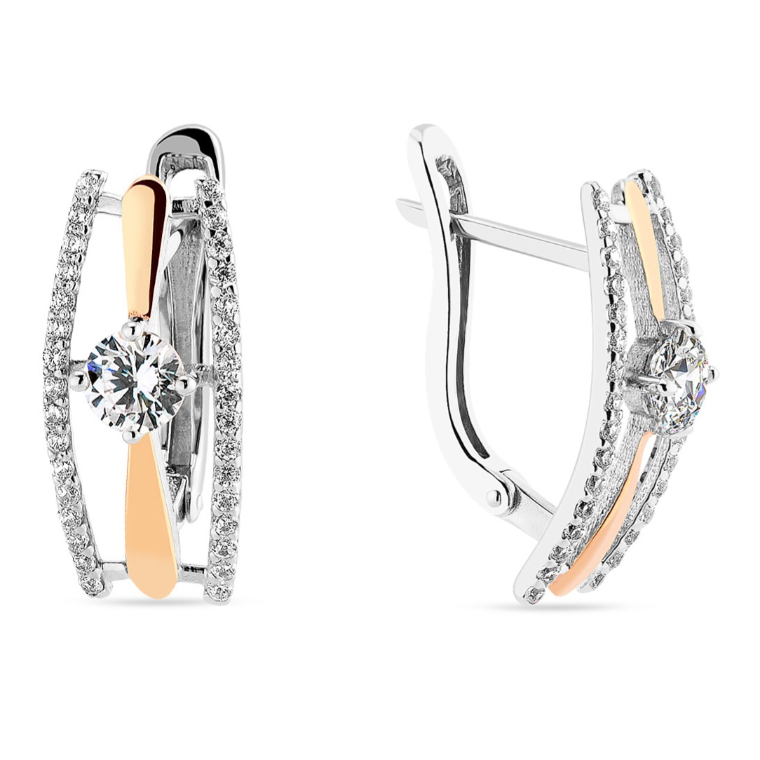 SILVER EARRINGS WITH GOLD AND ZIRCONIA 1543 image 1