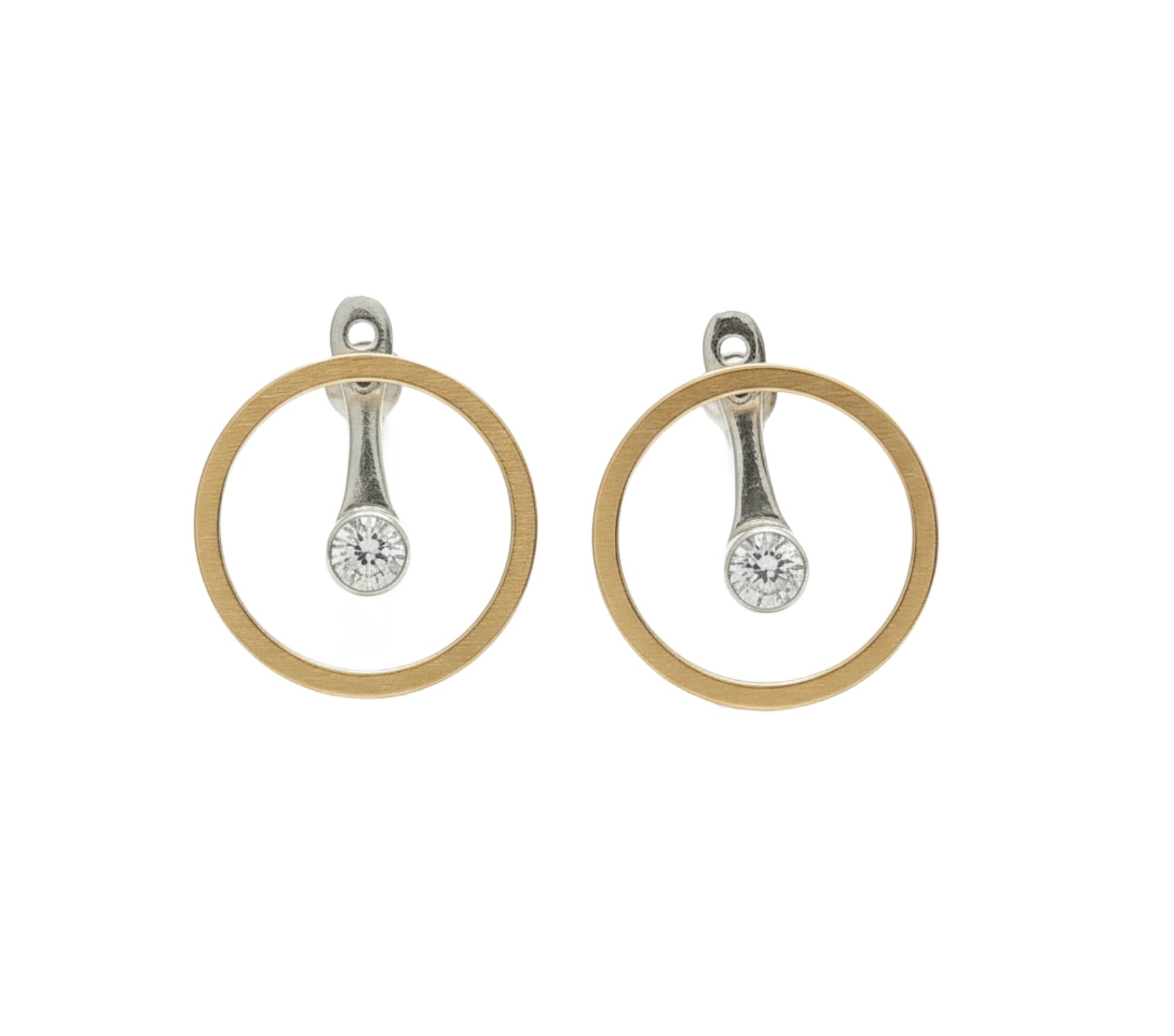 SILVER EARRINGS WITH GOLD AND ZIRCONIA 458 image 2